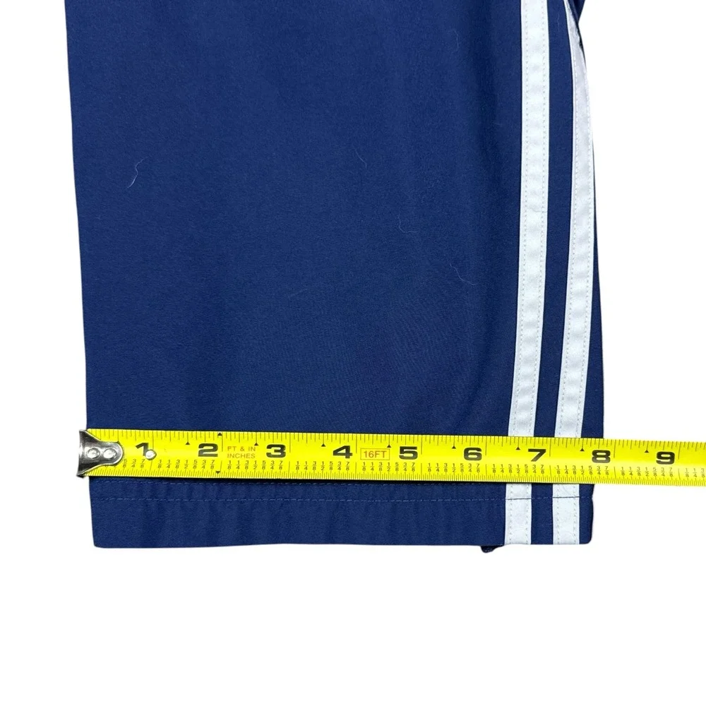 Vintage 2001 Adidas Navy Blue Striped Nylon Track Pants Men's Medium FLAWS